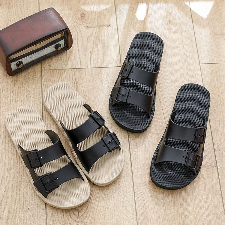 Soft-Sole Dual-Strap Slide Sandals