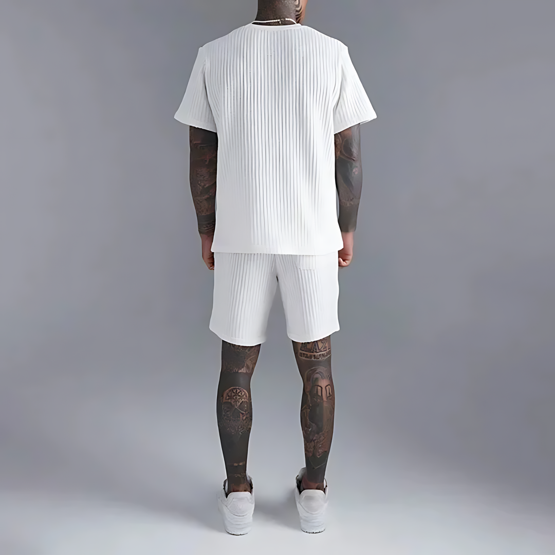 PURERIB Men's Breathable Streetwear Set - T-Shirt & Shorts