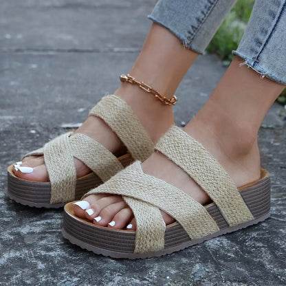 Glamour Glow Corky Wave Platform Sandals