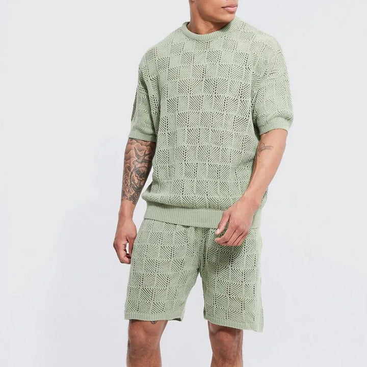 Men's Knit Hollow-Out Leisure Set