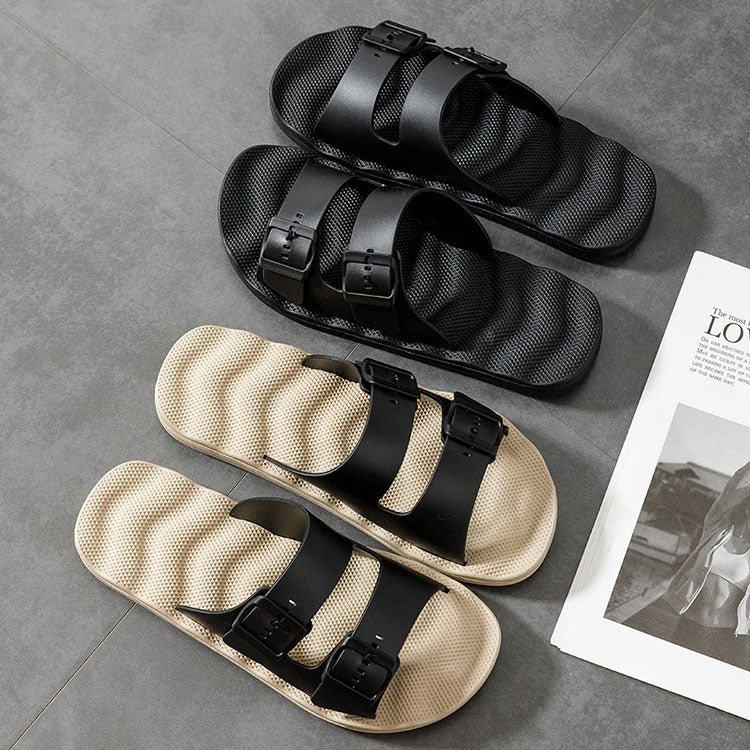 Soft-Sole Dual-Strap Slide Sandals