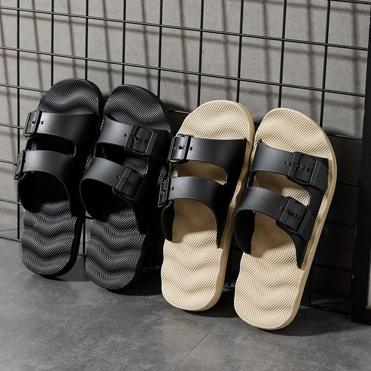 Soft-Sole Dual-Strap Slide Sandals