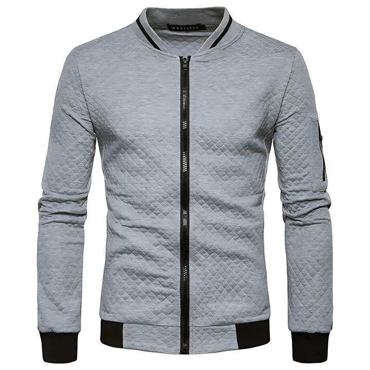 Men's Modern Quilted Zip-Up Bomber Jacket with Contrast Trim