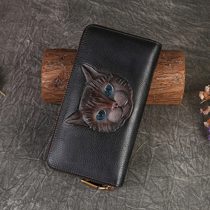 Cat Vogue Vintage Leather Wallet