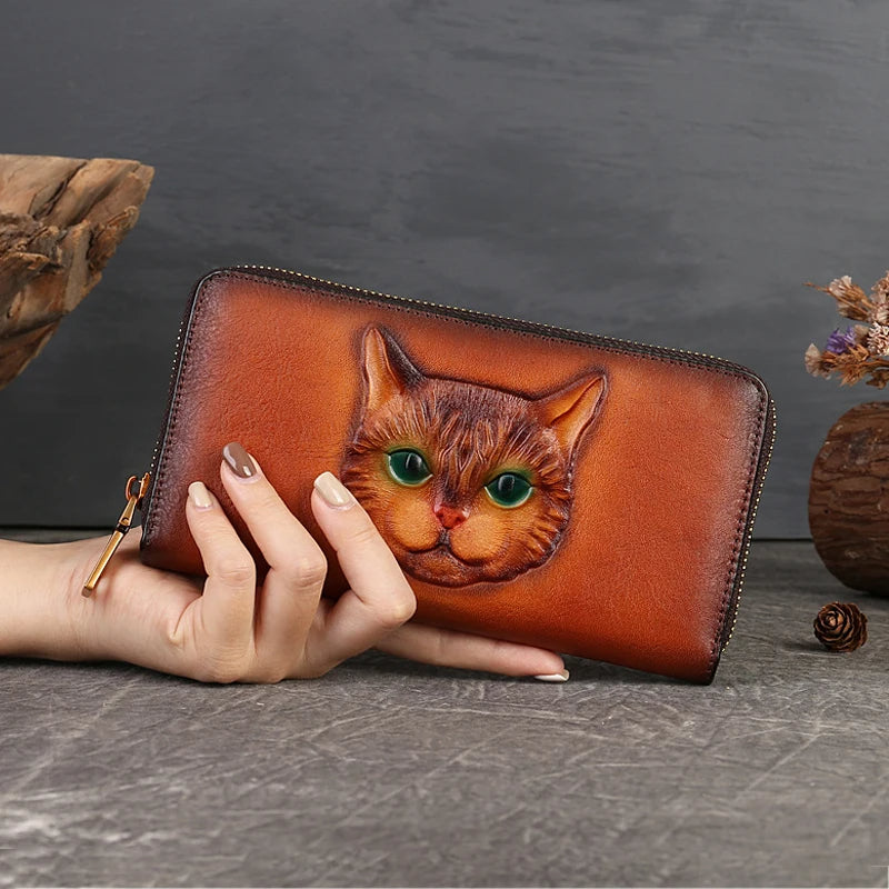 Cat Vogue Vintage Leather Wallet