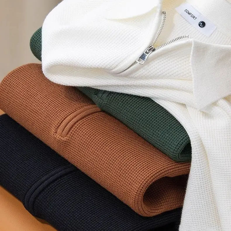 Hampton Waffle Knit Long Sleeve Polo