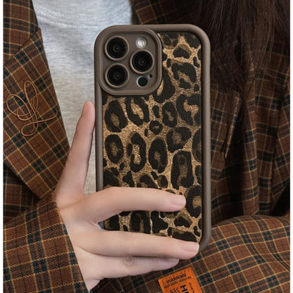 Leopard Pattern Wrist Strap iPhone Case