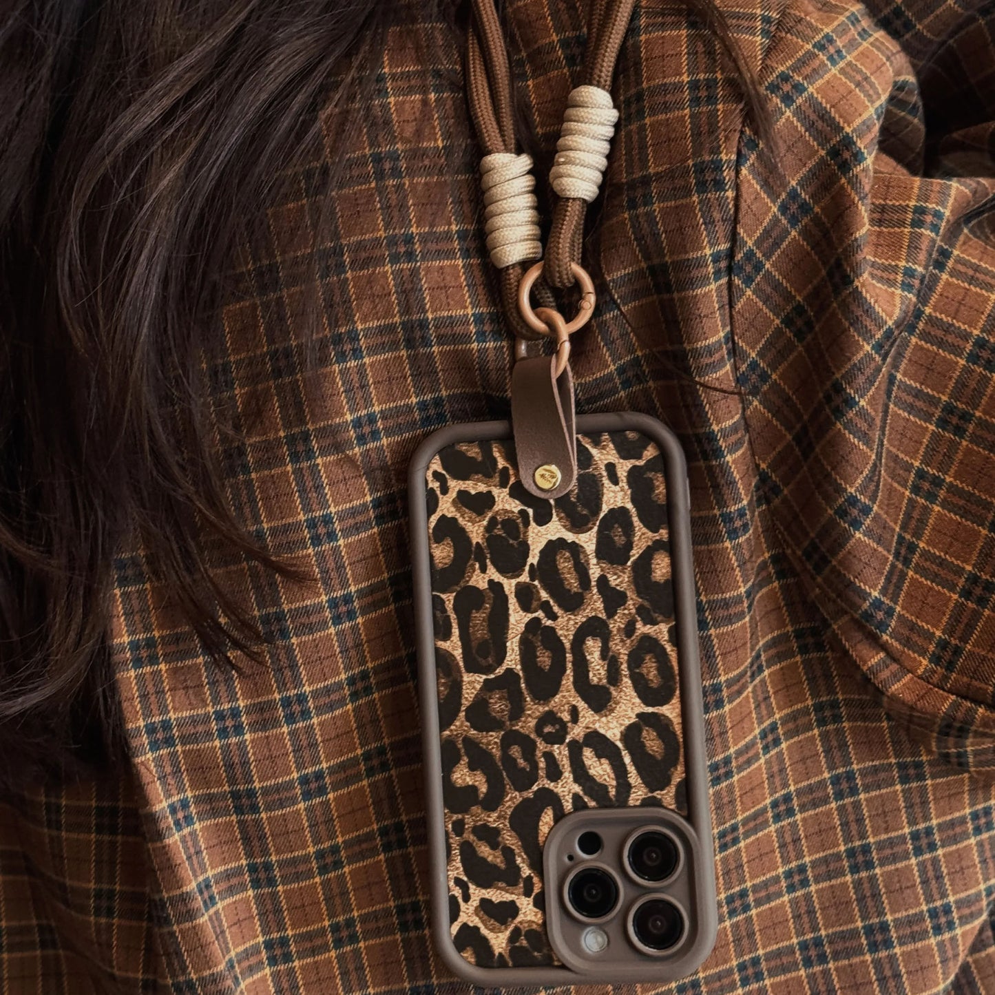 Leopard Pattern Wrist Strap iPhone Case