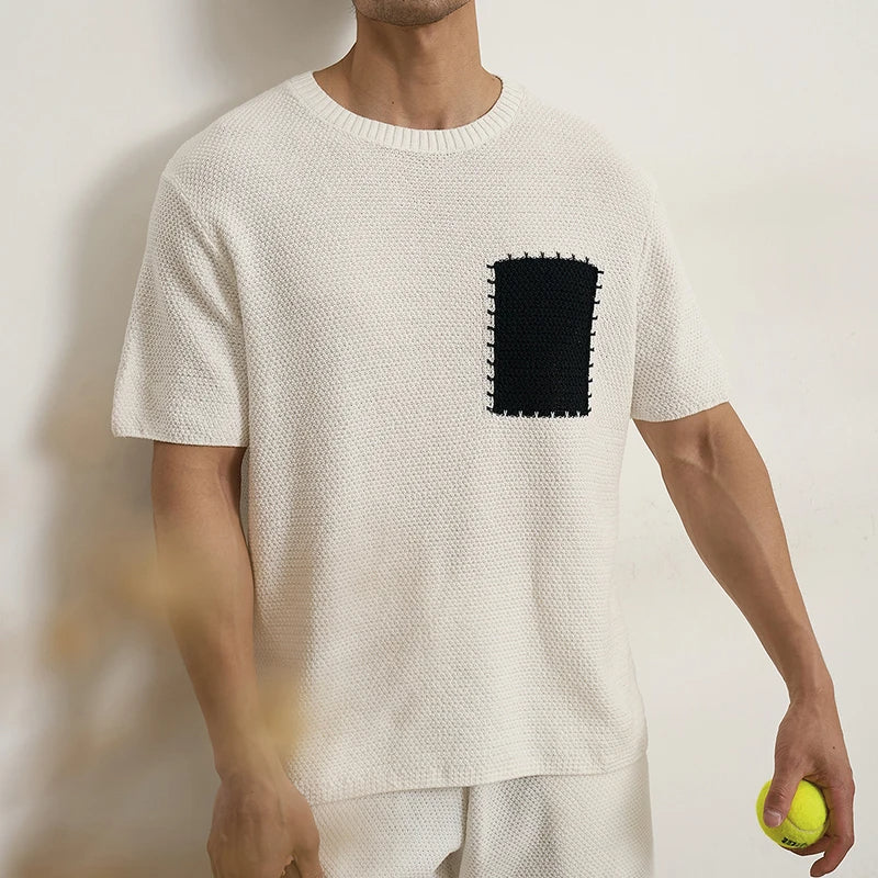 Knitted Style T-Shirt with O-Neck