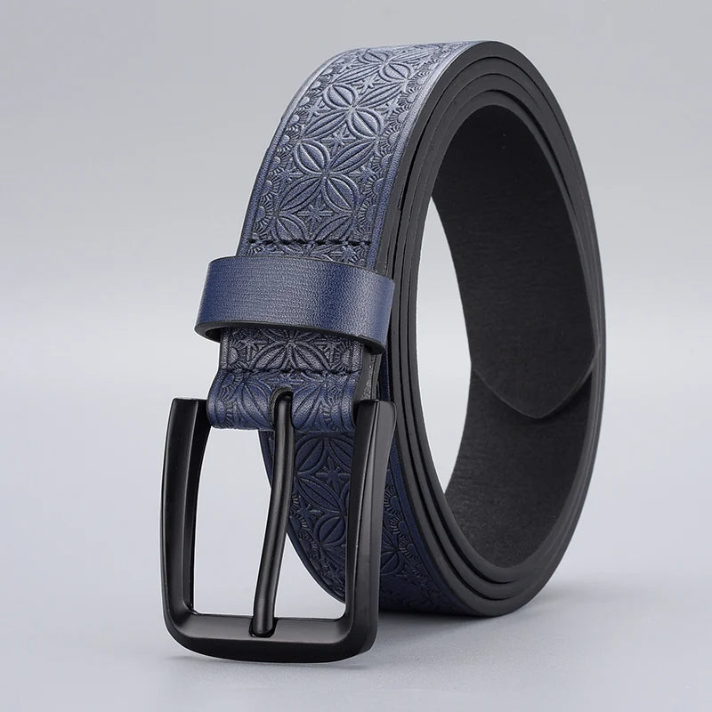 Classic Embossed PU Leather Belt for Men