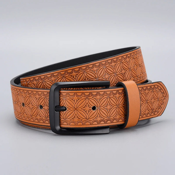 Classic Embossed PU Leather Belt for Men