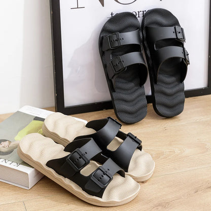 Soft-Sole Dual-Strap Slide Sandals