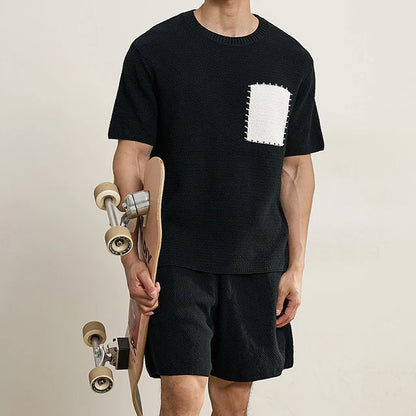 Knitted Style T-Shirt with O-Neck