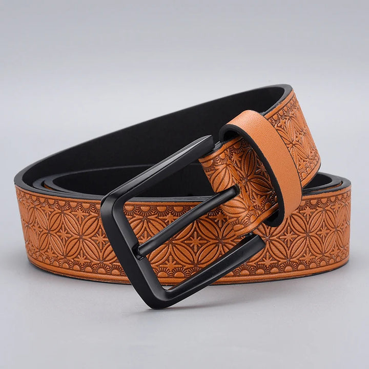 Classic Embossed PU Leather Belt for Men