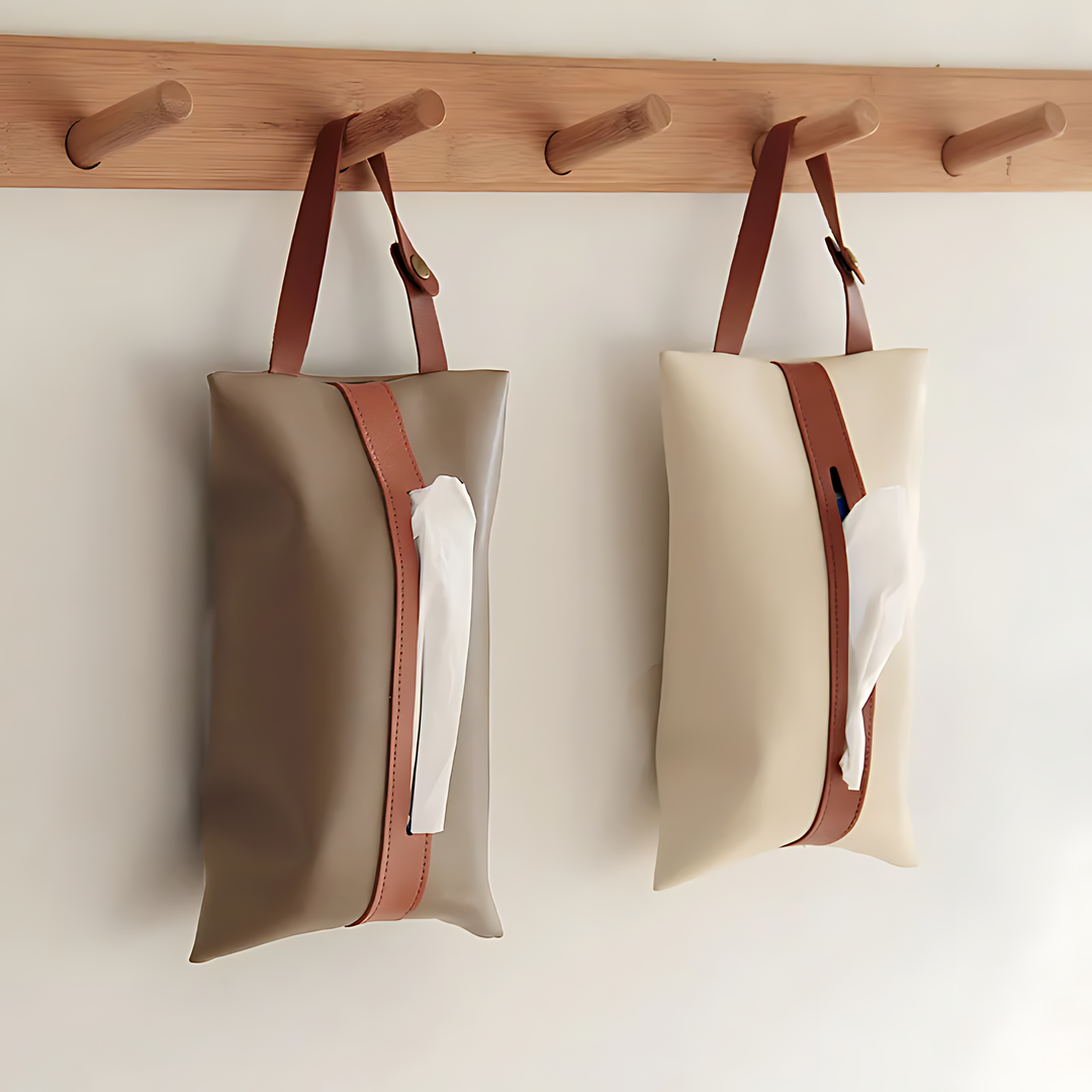 Decorative PU Leather Tissue Bag Holder