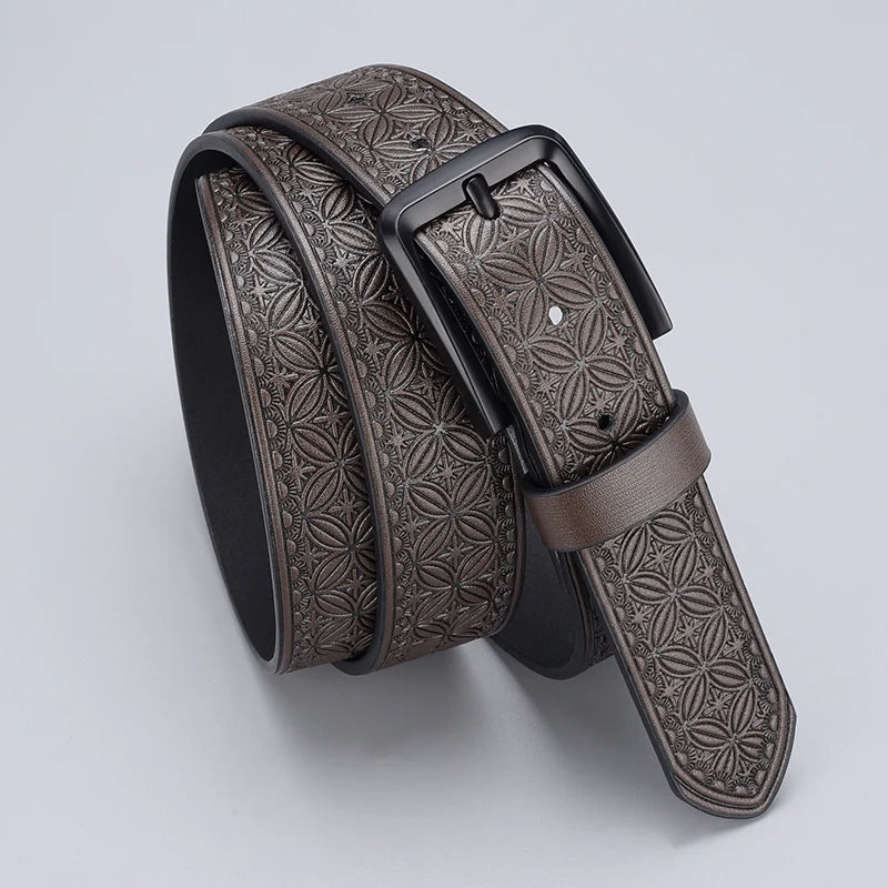 Classic Embossed PU Leather Belt for Men