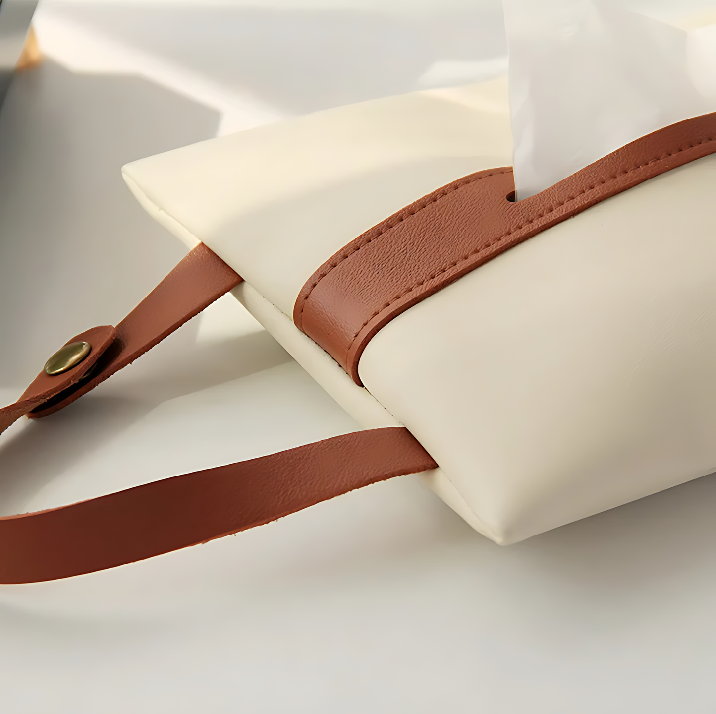 Decorative PU Leather Tissue Bag Holder