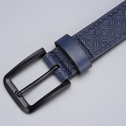 Classic Embossed PU Leather Belt for Men