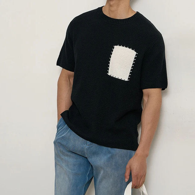 Knitted Style T-Shirt with O-Neck