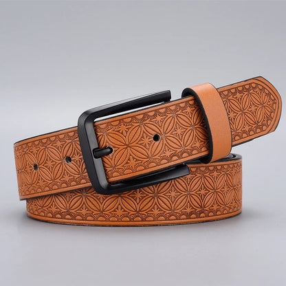 Classic Embossed PU Leather Belt for Men