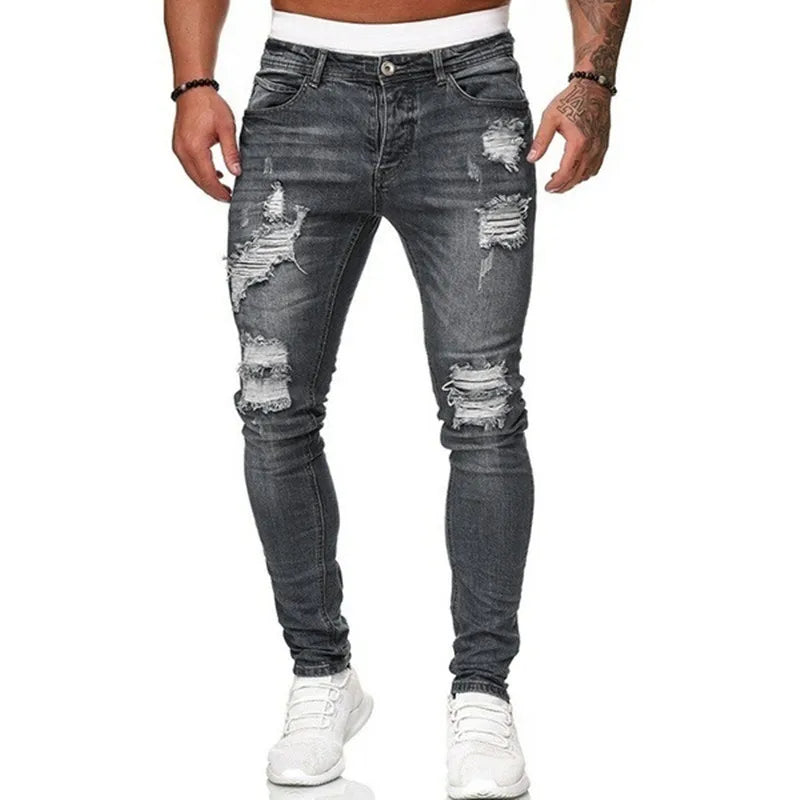 Urban Rebel Men's Slim-Fit Distressed Denim Jeans