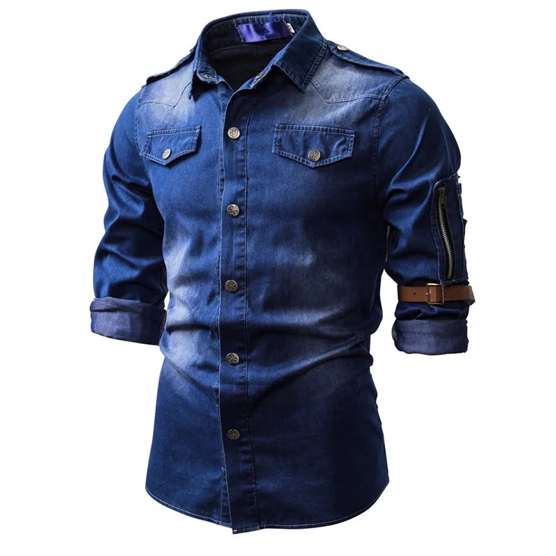 Sleek Slim-Fit Shirt with Zipper Sleeve Detail