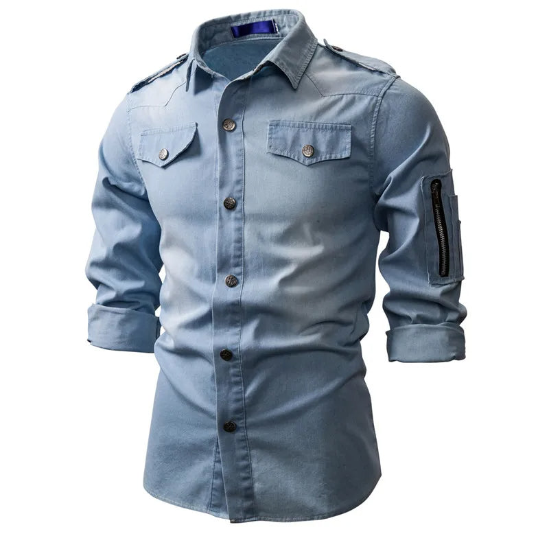 Sleek Slim-Fit Shirt with Zipper Sleeve Detail