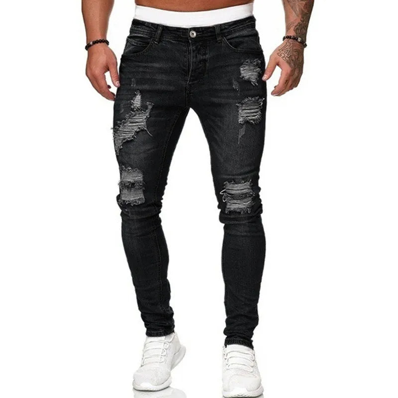 Urban Rebel Men's Slim-Fit Distressed Denim Jeans