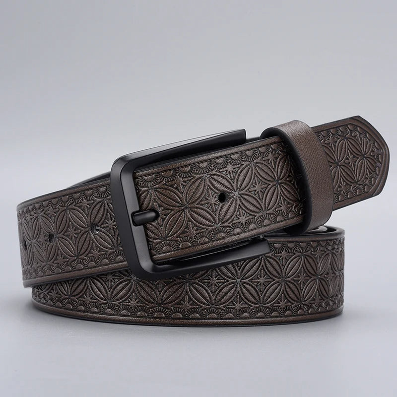 Classic Embossed PU Leather Belt for Men