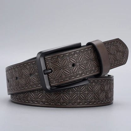 Classic Embossed PU Leather Belt for Men