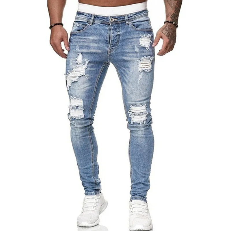 Urban Rebel Men's Slim-Fit Distressed Denim Jeans